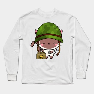 Cute white cat is a military pet Long Sleeve T-Shirt